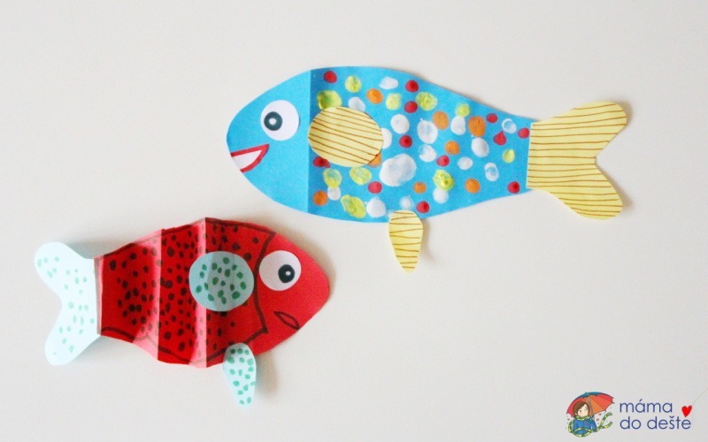 2 tipy na ryby z farebného papiera
