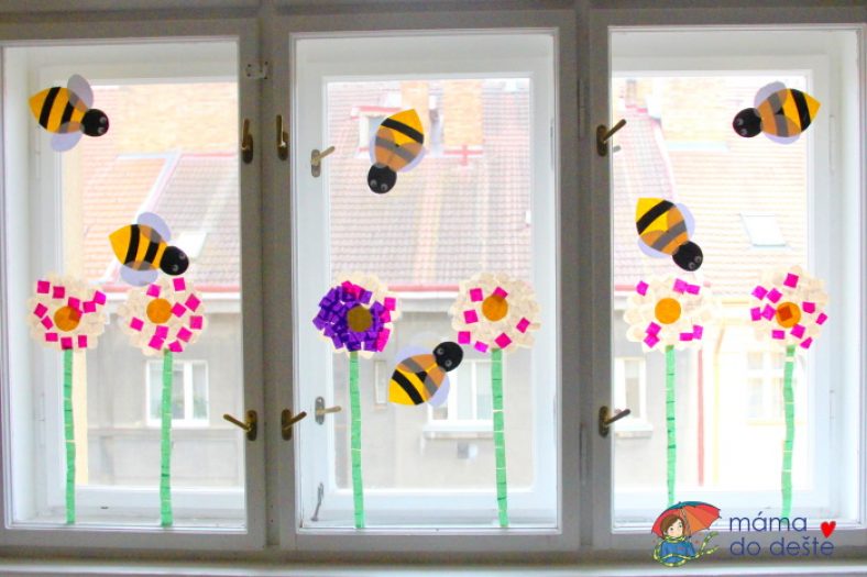 DIY letné dekorácie na okná: Včeličky zbierajú nektár