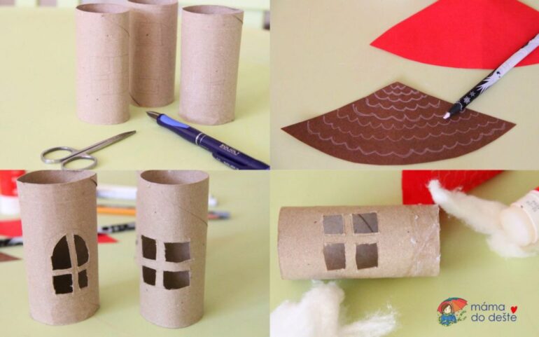 DIY domčeky z ruličiek od toaletného papiera